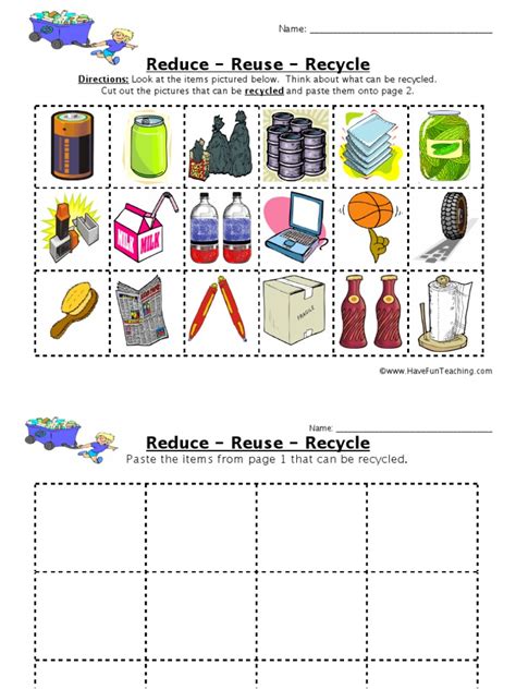 reduce reuse recycle worksheets pdf